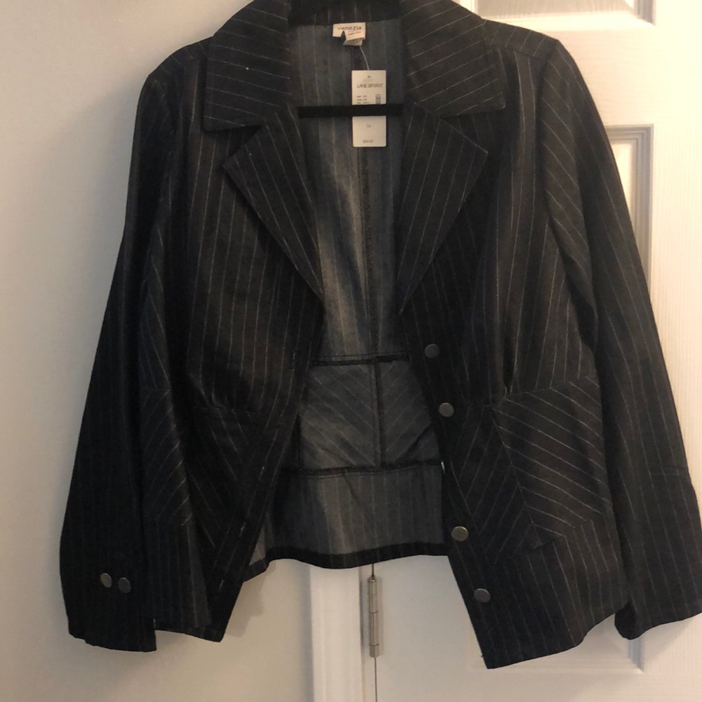 NWT Pinstriped denim blazer
